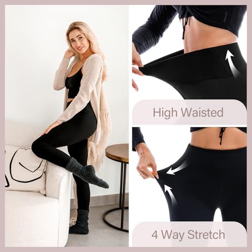 Walifrey Fleece Lined Leggings Women 2 Pack, Women's High Waisted Thermal Warm Winter Leggings for Workout4