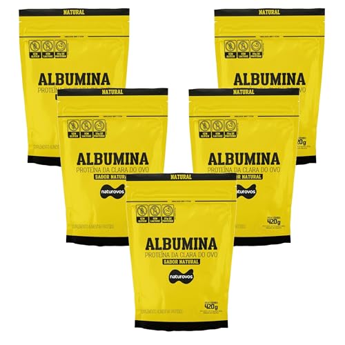 Kit 5x Albumina Naturovos 420g Sabor Natural Proteína do Ovo Sem Glúten e Sem Lactose