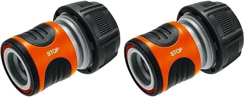 Raccord d'arrosage Aquastop 19 mm (3/4 Pouce) de Gardena : connecteur enfichable avec Aquastop, pour extrémité de tuyau, Powergrip, emballé (18214-20) (Lot de 2)