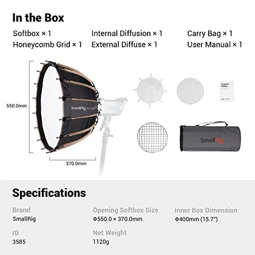 Image of SmallRig 21.6in Quick Release Parabolic Softbox Photography Lighting Kit