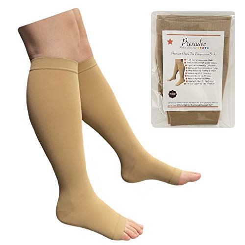 Image of Presadee Premium Sheer 15-20 mmHg Moderate Compression Leg Calf Open Toe Socks
