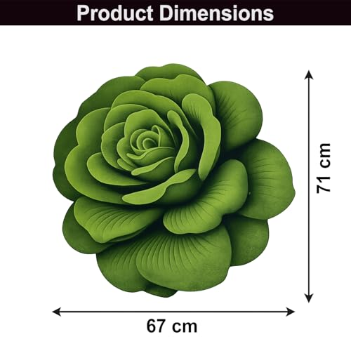Image of Luxe Home 3D Bath Mat Rose Shaped Super Soft, Anti Slip Skid, Washable, Quick Dry Floor Mat for Bathroom, Bedroom, Living Room (Green, 67x71 cm)