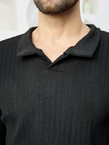 Image of Kvetoo Full Sleeve Winter Wear Woolen Collar Polo Sweater for Men