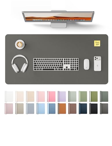 Image of YSAGi Leather Desk Protector, Office Mat, Large Mouse Mat, Non-Slip PU Leather Blotter, Laptop Pad, Waterproof Writing Pad for Office and Home (Dark Grey, 31.5 inch x 15.8 inch)