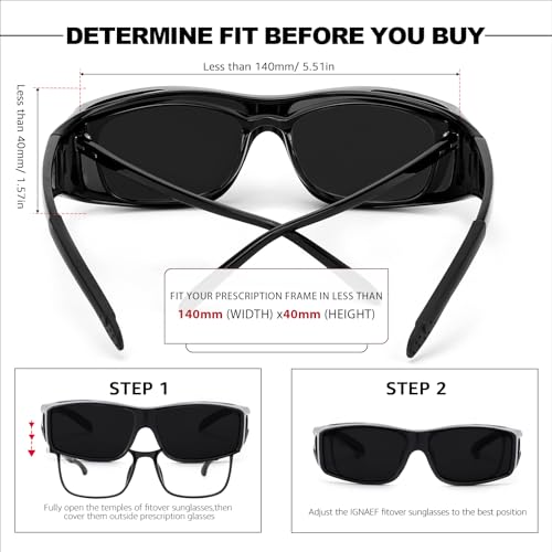 Image of IGnaef Dark Cat.4 Fit Over Sunglasses for Men Women, Polarized Wrap Around Shade to Wear Over Glasses UV Protection