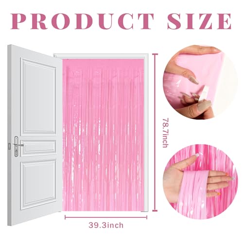 Image of 20 Pack Backdrop Party Decorations Pink Tinsel Curtain Party Backdrop Foil Fringe Birthday Decorations Photo Booth Streamer Backdrop Pink Theme Bachelorette Graduation Party Decorations