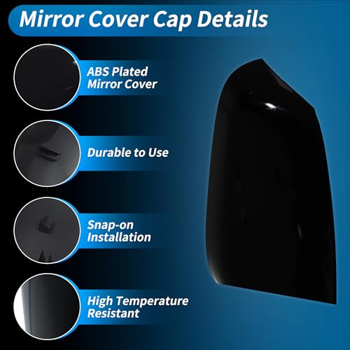 MIRROVIA Gloss Black Right Side Mirror Cover Cap Replacement for Volvo XC70 2007-2016 XC90 2007-2015, Side Rear View Wing Mirror Cap No.39894354 by MIRROVIA - Used condition - Image 5