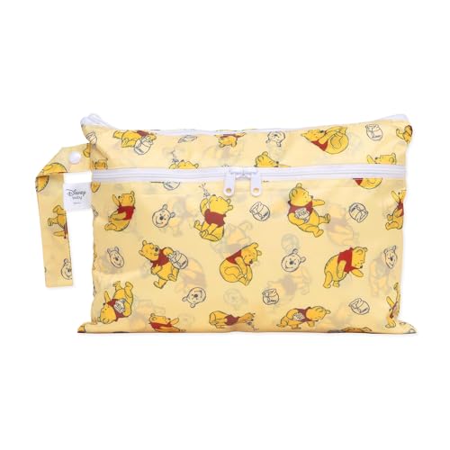 Image of Bumkins Disney Waterproof Wet Dry Clutch Bag for Baby, Travel, Swim Suit, Cloth Diapers, Pump Parts, Pool, Gym Clothes, Toiletry, Hook to Stroller, Daycare, Packing Pouch, Zip Bag, Winnie the Pooh