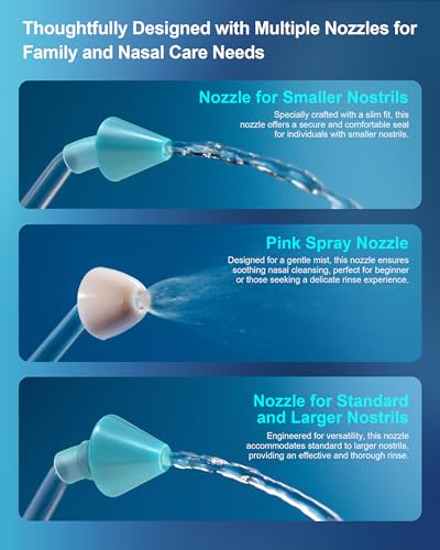 Image of Nasal Irrigation System, Cordless Nasal Rinse Machine for Sinus Relief & Nasal Care, Electric Neti Pot with Tips and Salt Packs Nasal Irrigation Sinus Rinse System Kit for Adult & Kid (302ML)