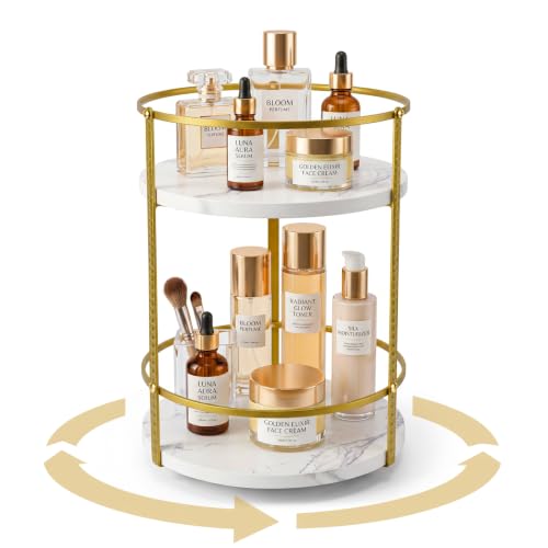 OHOBOX Rotating Bathroom Counter Organizer, 2-Tier Makeup Organizer - image 1