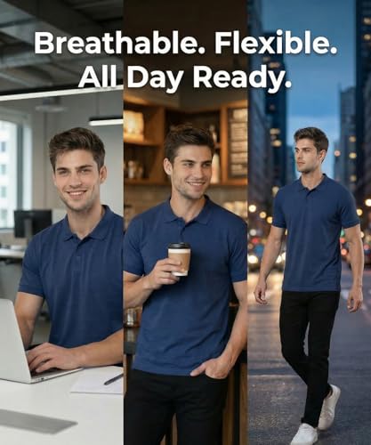 Image of Scott International Men's Cotton Polo T-Shirt | Regular Fit | Breathable & Soft Fabric | Classic Collar with Button Placket | Casual & Office Wear | Summer Essential Polo Tee for Men