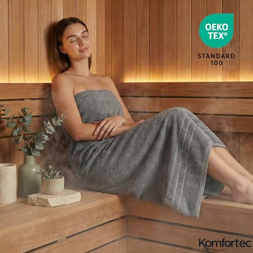 Komfortec-2er-Saunatuch-Set-80x200-cm-aus-100-Baumwolle-XXL-Saunatuecher-Sauna-Handtuch-Weich-Gross-Frottee-Schnelltrocknend-Anthrazit-Grau - Sparfuchs24.io - Preisvergleich & Top Angebote Online