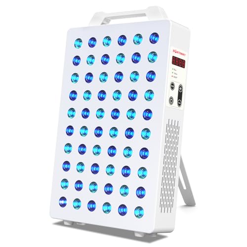 BONTANNY Blue/Yellow Light Therapy 450/480/590nm 3 Wavelengths Blue Yellow Light Device with 60 Dual Chip Clinical Grade LEDs Remote Control Timer for Face Body Improve Skin BO-300 (White)