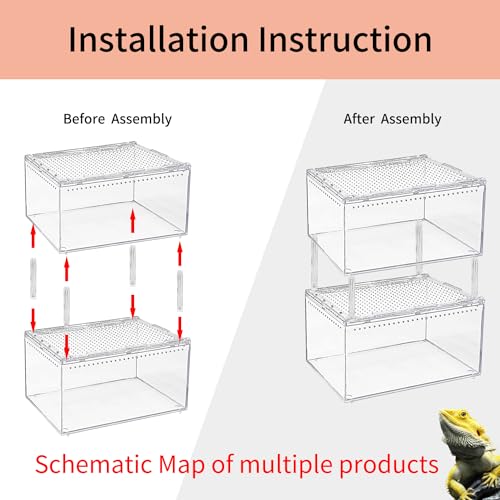 Reptile Growth WSL-P02-US [No Assembly] Reptile Tank Enclosure With Magnetic Button.12 Inch * 8 Inch * 6 Inch Thicken Snake Enclosure Cage,Batch Stackable Reptile Breeding Tank For Insect,Fish,Tarantula,Hermit Crab,Jumping Spider,Iguana thumb #1