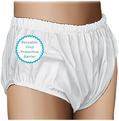 Essential Medical Supply Quik-Sorb Pull On Reusable Vinyl Incontinent Pants - Medium Size from 30in to 36in, Durable and Comfortable Vinyl Incontinence Underwear for Adults and Seniors