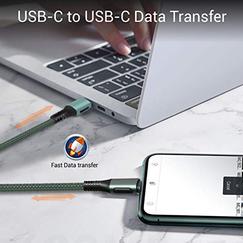 Image of Portronics Konnect C Square 18W POR-1065 Type-C to Type-C 1.2M Type C Devices USB Cable with Power Delivery & 3A Quick Charge Support, Nylon Braided for All Type-C Devices, Green