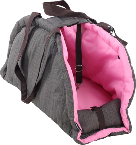 Hundetasche - Tragetasche Xenos Taupe – 62x26x28cm – Polyester mit Faserfüllung – 2-in-1 als Tragetasche und Liege – Schulterriemen und Aufbewahrungstasche