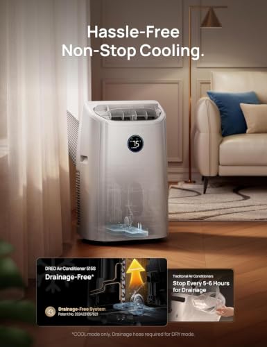 Image of DREO Portable Air Conditioner 515S, 12000 BTU ASHRAE (8000 BTU DOE) Smart AC Unit for Bedroom with Drainage-free Cooling, Fan&Dehumidifier 3 in 1, APP /Voice /Remote, Quiet Standing AC for Room Indoors