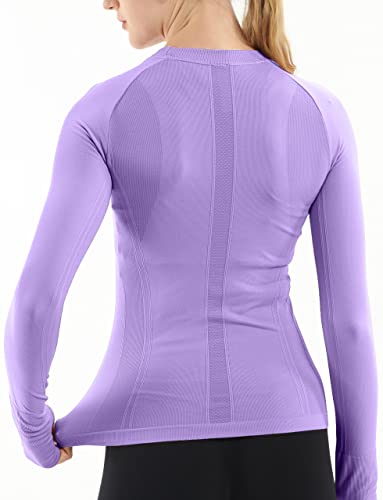 Image of MathCat Seamless Workout Shirts for Women Long Sleeve Yoga Tops Sports Running Shirt Breathable Athletic Top Slim Fit XS-XL
