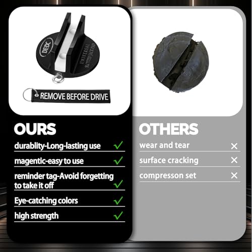 Image of DEDC Universal Pinch Weld Jack Pad 2 Pcs Black, Magnetic Aluminum Jacking Puck Frame Rail Protecotr with 2 Reminder Streamers, Garage Accessories for Mechanics