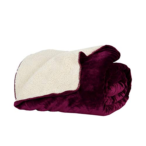 Couverture chaude double couche 180x200 grand plaid lit canapé vin rouge
