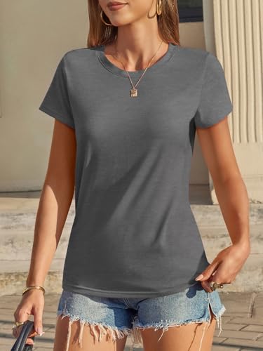 Image of UNCLECAT Womens Short Sleeve Tops Summer Basic T Shirts Casual Crewneck Tee | Solid Color Top, Trendy Fashion Clothes, Daily Wear Shirts, Slim Fit Soft T-Shirt