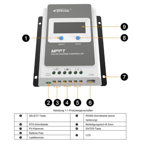 Régulateur solaire MPPT 30A EPEVER idéal pour van et camping-car