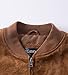 FLAVOR Men's Leather Baseball Jacket Vintage Suede Pigskin (Small, Brown)