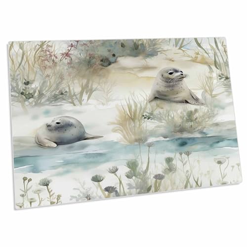 Alfombrilla de escritorio 3dRose con imagen de foca bebé acuarela