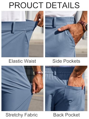 Image of Runcati Mens Stretch Golf Pants Casual Dress Pants Work Trousers