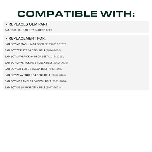 Image of UDC Parts 041-1560-00 Deck Belt Replacement for Bad Boy MZ Magnum 54 Inch Deck ZT Elite 54 inch Maverick HD CZT 041156000 Zero Turn Mowers / 155.60 inches /Aramid Cord