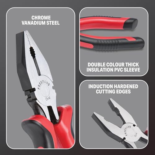 Image of FREEMANS Combo Pack of 2 Plumbing Open End Tool Kits Set for DIY Home & Professional Use Included Components 8-Inch Combination Plier and 8-Inch Adjustable Wrench