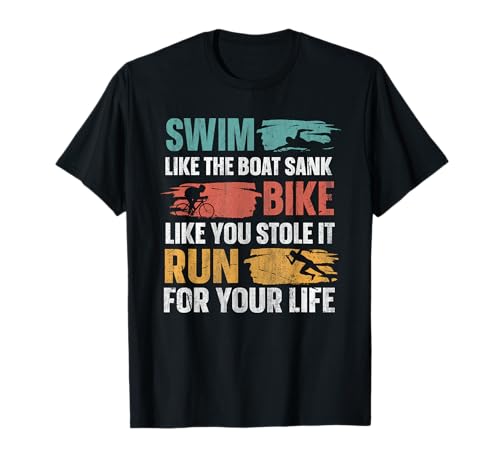 Swim Bike Run Funny Triathlon Camiseta