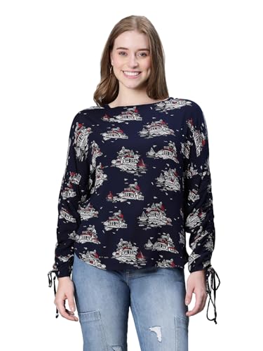 Image of oxolloxo Women Polka Print Round Neck Long Sleeve Top