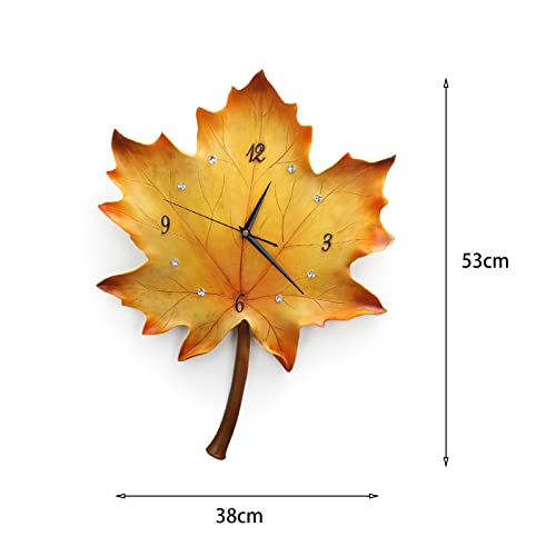 Jcjnsl Maple Leaf Wall Clock European Style Art Clock Battery Powered Silent Wall Clock For Bedroom Hotel Bar Bathroom Living Room Decor #TOP6