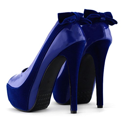 SHOW STORY Sexy Two Tone Peeptoe Bow Stiletto Platform High Heels Pumps,LF405012