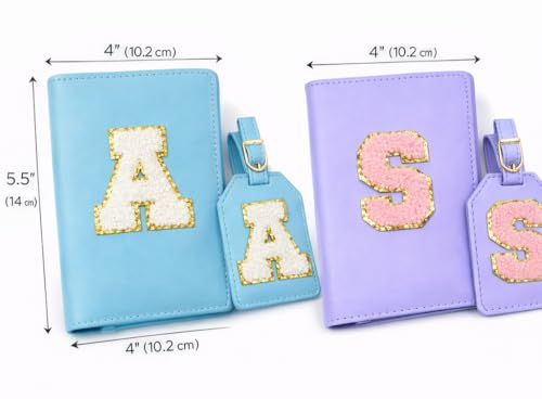 Image of Passport Cover & Bag Tag Combo | Personalized Initial Alphabet Custom A-Z Name Initial | Fits Standard Passports | Travel GiftIdeal Travel Gift for Women, Girls & Couples (Lemon)