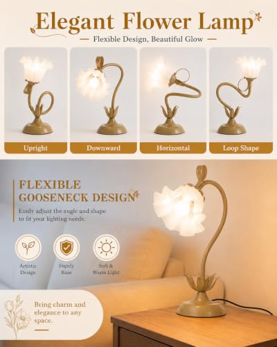 Image of WERFOP Flower Table Lamp Cute Desk Lamp for Bedroom Home Decor