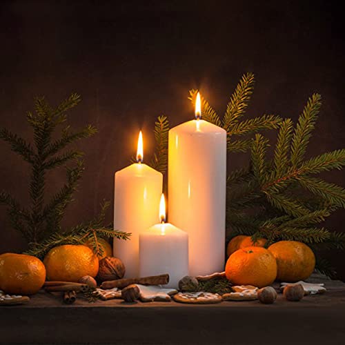 3 Pack 3×6 Inch Pillar Candles, Unscented Column Candles For Home Restaurants Spa Church Weddings, Smokeless Dripless And Clean Burning Emergency Candle - White #TOP3