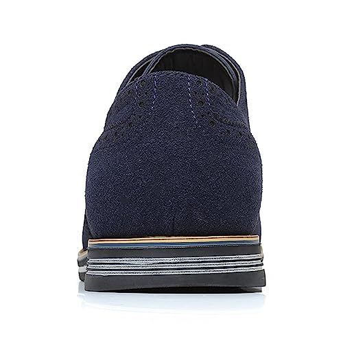 Men's Suede Lace Up Brogue Oxford Shoes,Flats Wing Tips Business Dress Shoe Classic Retro Comfortable Casual Shoe4