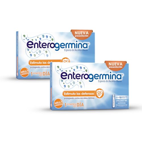 Enterogermina PACK Probióticos en suspensión de Bacillus Clausii con 4 Billones de UFC de Probióticos 20 Ampolletas de 5 ml. Alivia la Diarrea, Restaura y Protege la Flora Intestinal para Niños y Adultos