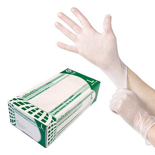 Guantes de Vinilo Desechables [ Caja 100 UDS ] Transparentes - Sin Látex - Talla L