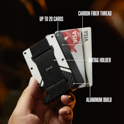 Wallet for Men - Minimalist AirTag Compatible, Aluminum RFID Blocking, AirTag Holder, Money and Card Holder - Modern, Stylish, Slim, Compact and Durable Wallet by Zylo2