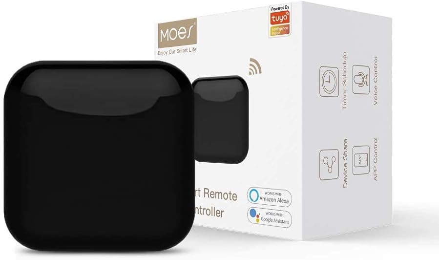 MOES WiFi RF IR Smart Home Universal Remote Controller for TV Air Conditioning Infrared RF Appliances, Control AC TV DVD CD AUD SAT, Tuya/Smart Life App Control, Voice Control with Alexa
