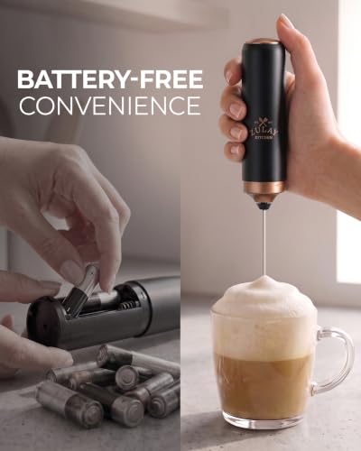 Image of Zulay Kitchen Rechargeable Milk Frother Handheld - Triple Coil Whisk, Electric Coffee Frother, Portable Hand Frother Wand, Drink Mixer for Matcha, Lattes & Cappuccinos, Kitchen Gifts - Black Copper