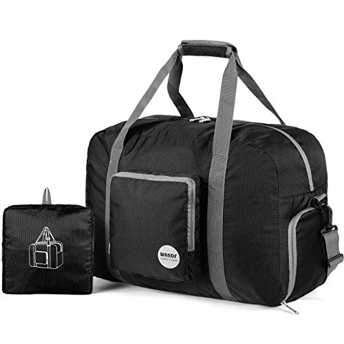 Faltbare Reisetasche 20-50L Superleichte Reisetasche für Gepäck Sport Fitness Wasserdichtes Nylon von WANDF (40L-Schwarz, 40L)