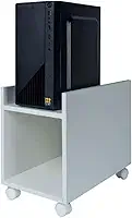 Mesa para Gabinete de CPU com Rodízios, Madeira, Branco, Organizador de Computador Móvel