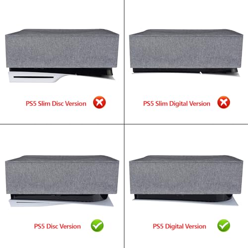 Image of PlayVital Gray Nylon Horizontal Dust Cover for ps5, Soft Neat Lining Dust Guard for ps5 Console, Anti Scratch Waterproof Cover Sleeve for ps5 Console Digital Edition & Disc Edition