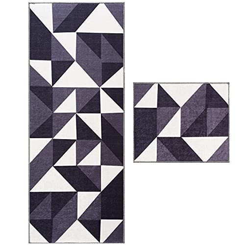 wunderlin Küchenteppiche Läufer Kollektion Rutschfeste Küche Waschbar Teppiche für Küche Boden Set Teppich Küchenteppiche Küchendekorationen Thema Sets von zwei (Dreieck) Cover