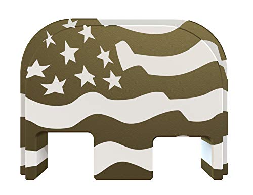 Rowe Tactical Rear Slide Cover Plate for Glock Gen 1-5 - Olive Drab American Flag - Full Width - for Glock G17 G19 G21 G22 G23 G24 G26 G27 G29 G30 G31 G32 G33 G34 G35 G36 G37 G38 G39 G40 G41 G45